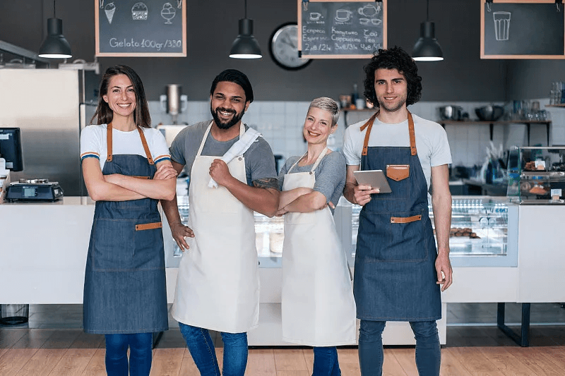 Hospitality team working together inside their venue